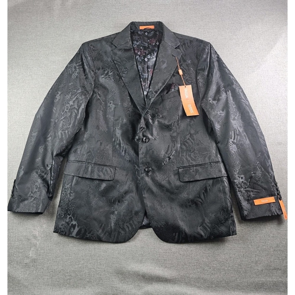 Tallia Blazer Mens XL Black Jacquard Floral Jacket New